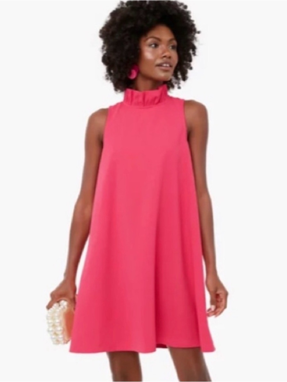 Tuckernuck Blythe Sleeveless Ruffle Mock-Neck Mini Dress in Pink